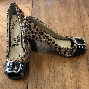 Naughty Monkey Cheetah Fur 100% Leather Heels.